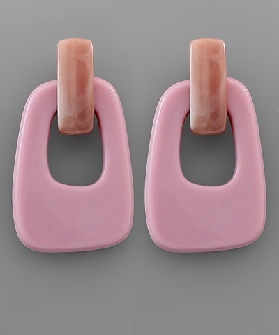 Two Tone Door Knocker Earring | Pink