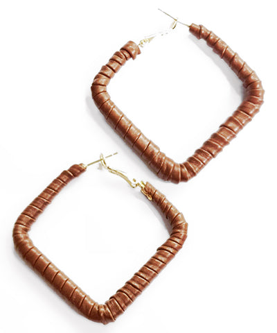 Wrapped Sq Earrings | Brown