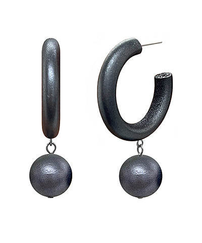 Wooden Ball Dangle | Hematite