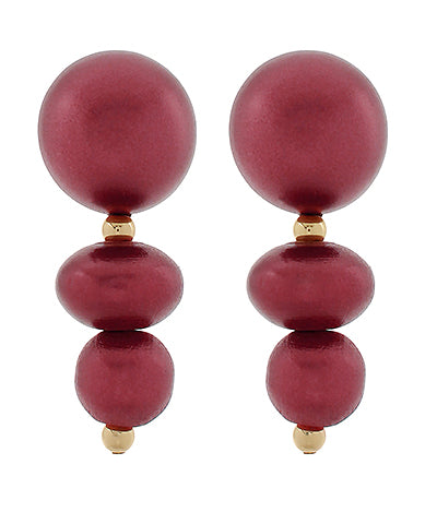 Wood Linear Earring | Burgundy