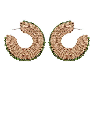 Raffia Hoops | Brn/Green