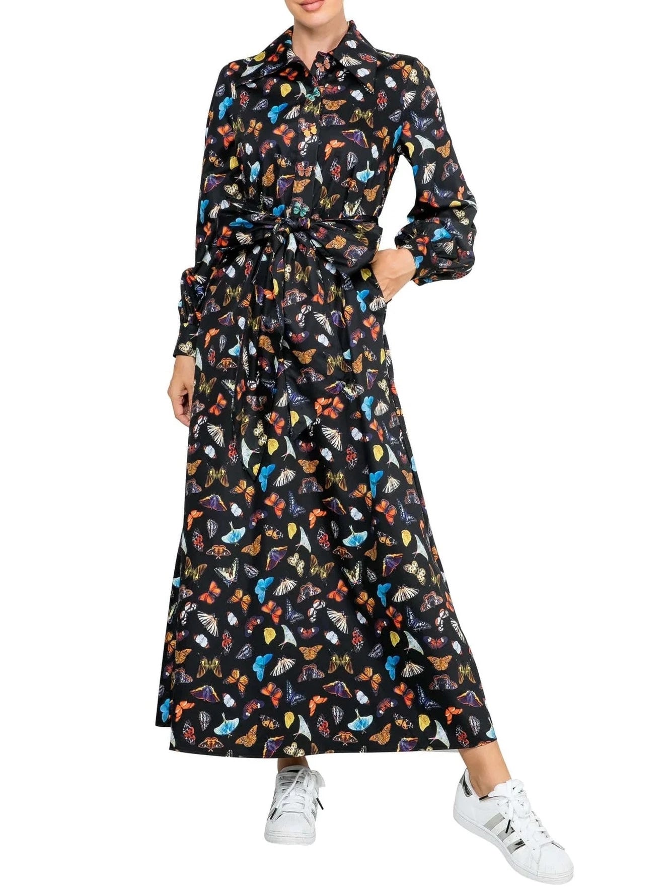 Butterfly Maxi Shirt Dress