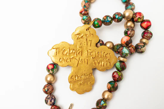 Susie Cross Necklace | Rainbow Jasper