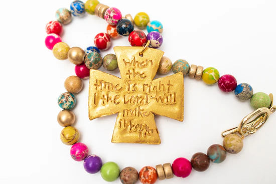 Anna Cross Necklace | Multi Jasper