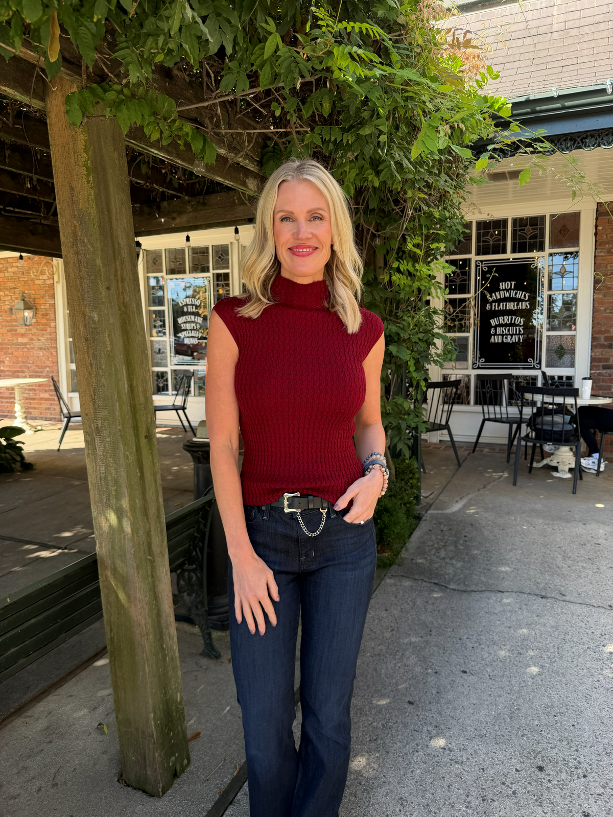 Textured Sleeveless Top | Aubergine
