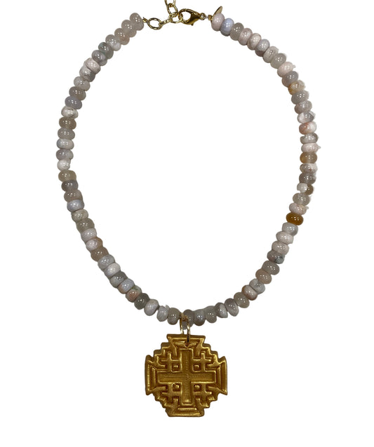 Jerusalem Cross Necklace | Neutral