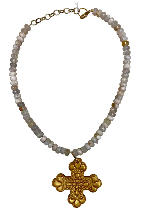 Crown Cross Necklace | Neutral