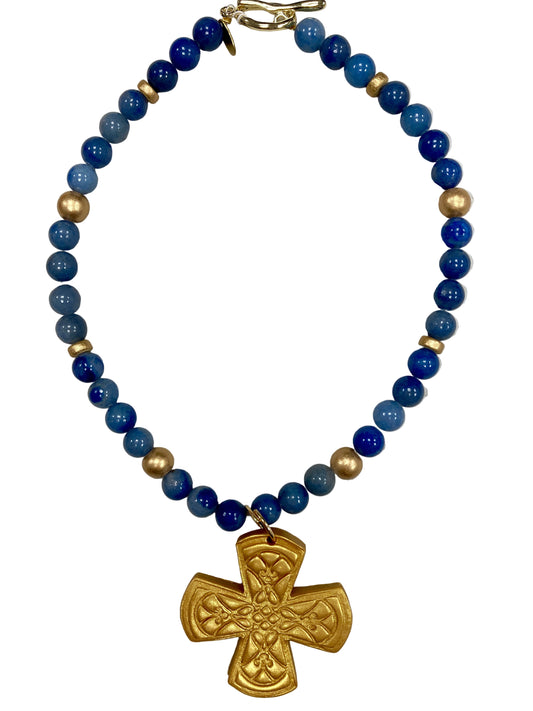 Kristin Cross Necklace | Blue