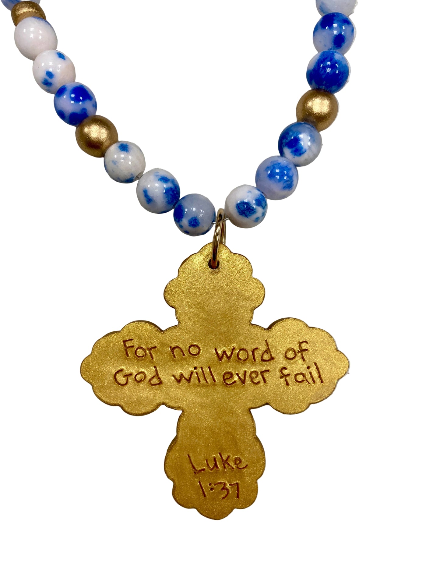 Andrea Cross Necklace | Blue