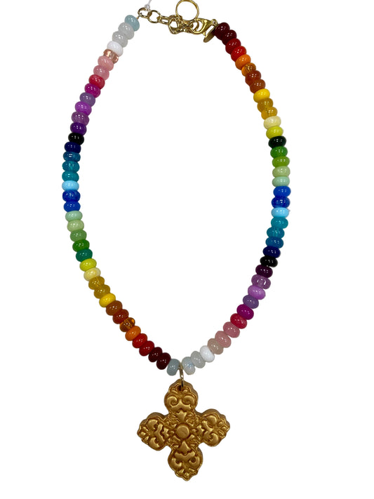 Andrea Cross Necklace | Multi
