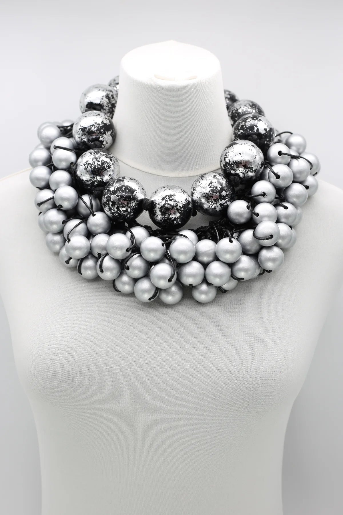 Giant Gilded Beads | Silver/Blk