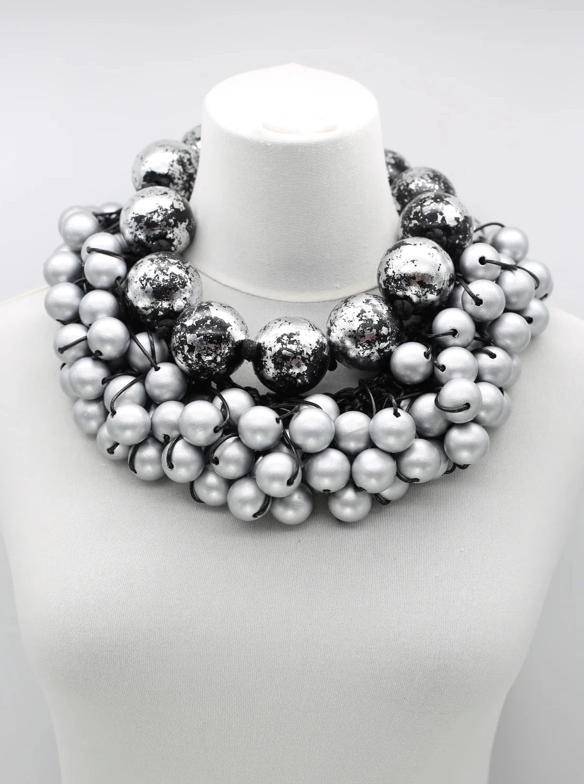 Giant Gilded Beads | Silver/Blk