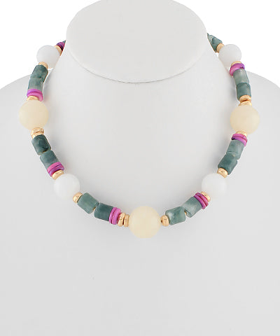 Beaded Necklace | Wht/Multi