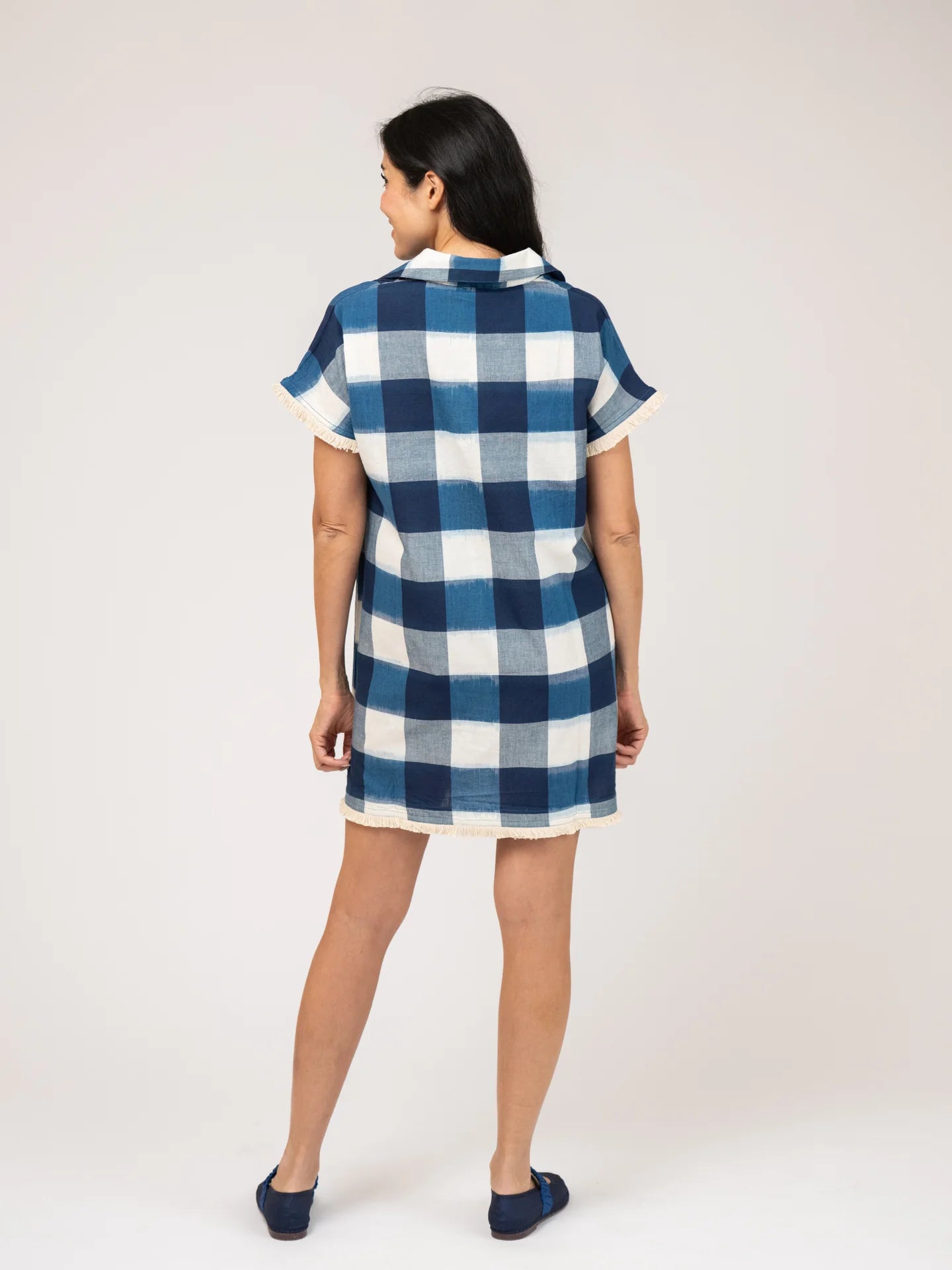 The Beach Tunic | Navy Check Ikat