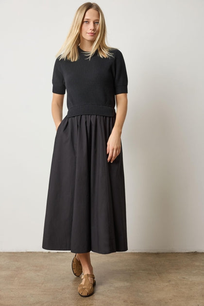 Mixed Media Dress | Black