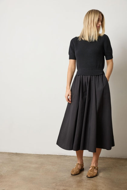 Mixed Media Dress | Black