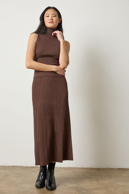 Straight Rib Skirt | Mink