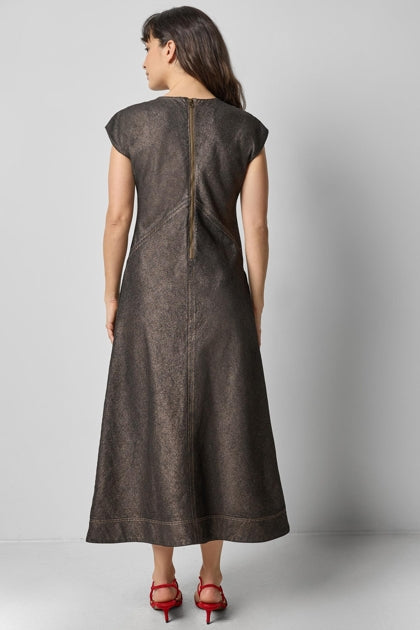 Metallic Seamed Maxi Dress | Copper