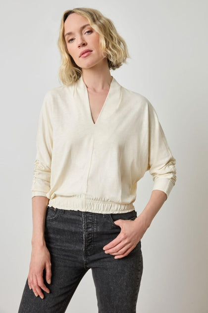 Shawl Collar Wedge Top | Snow