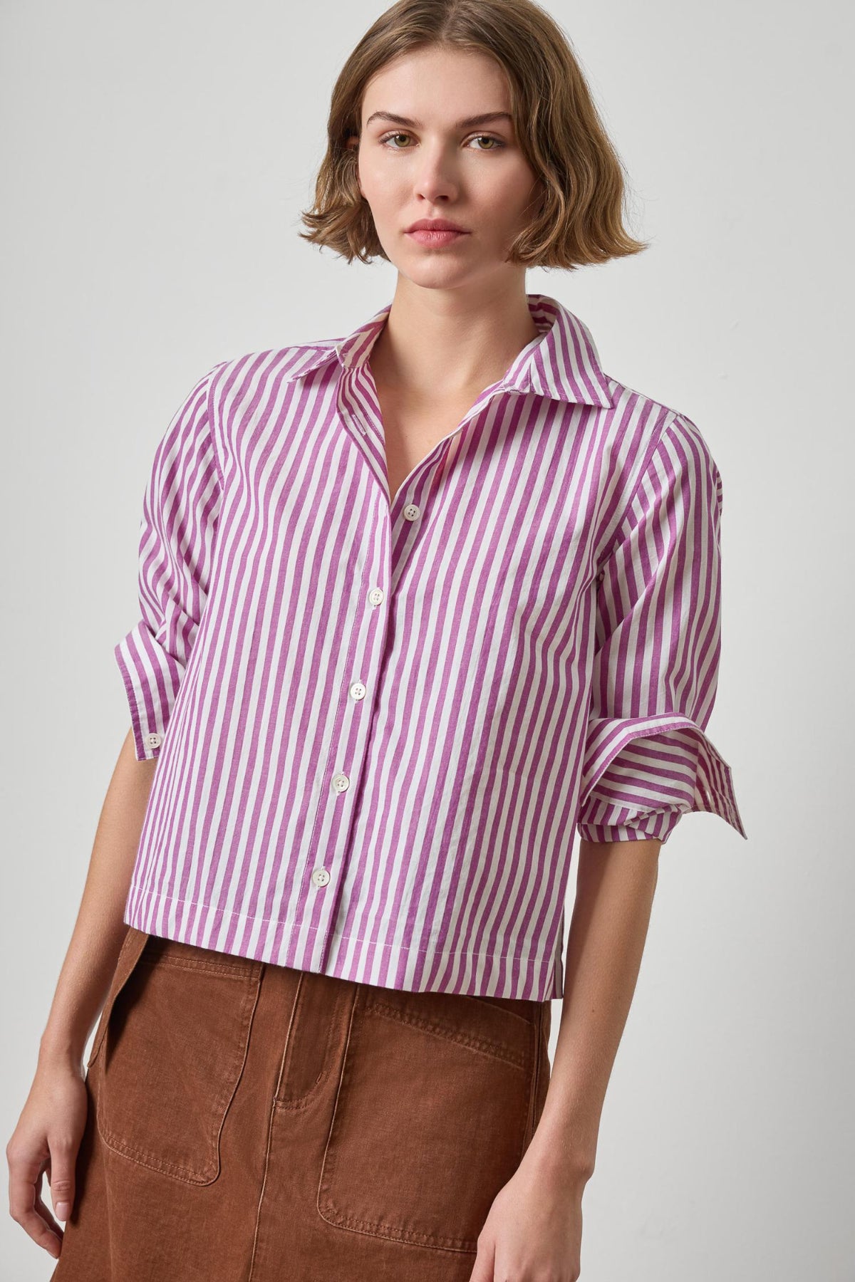 Straight Fit Short Button Down