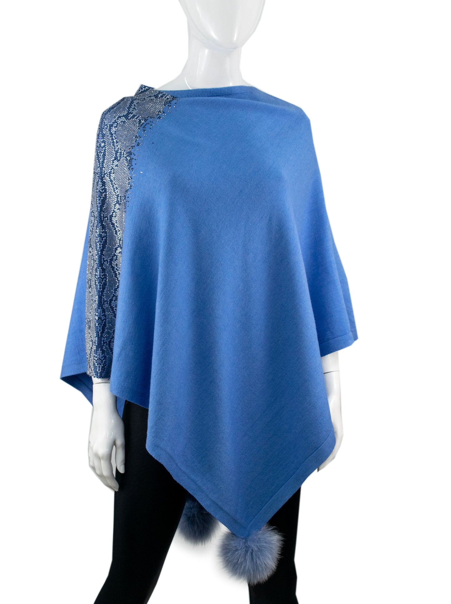 Snake Print Poncho | Light Blue