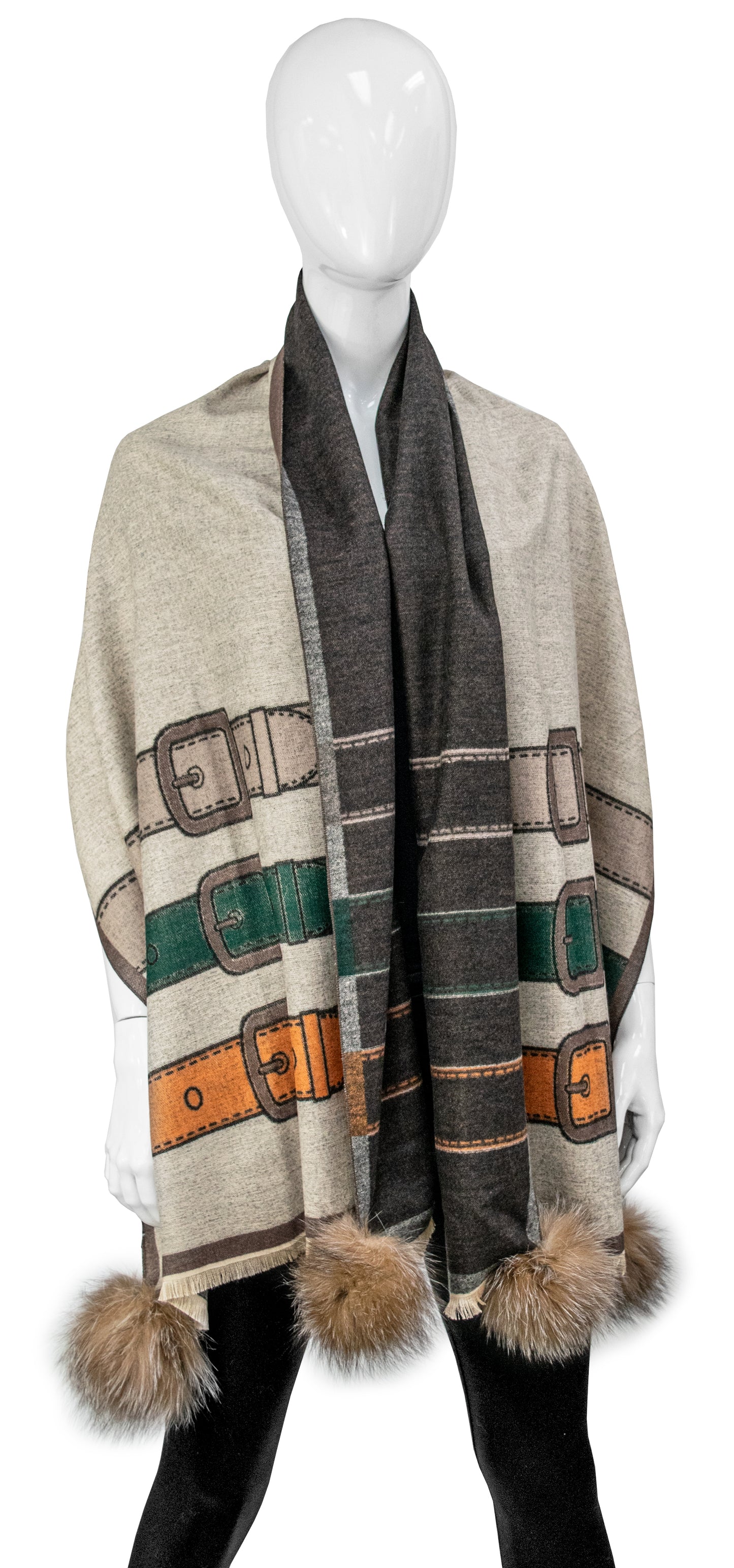 Belt Print Scarf | Brown/Beige