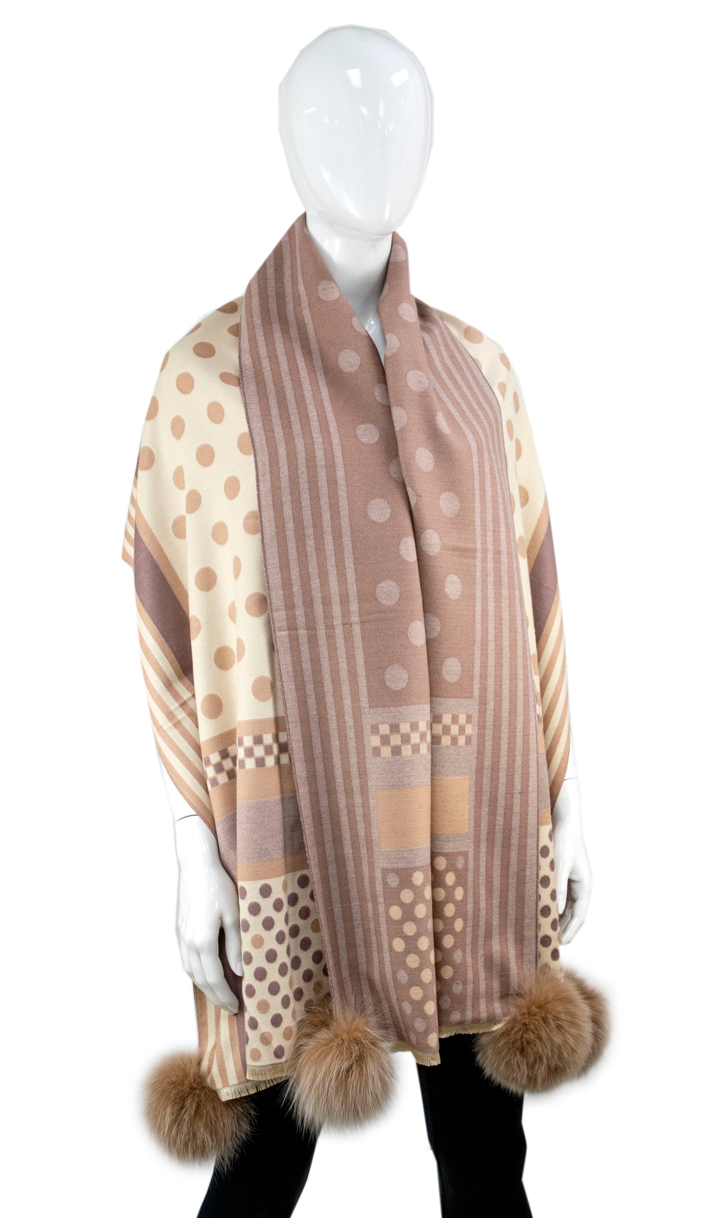 Woven Wide Polka Dot Scarf | Beige