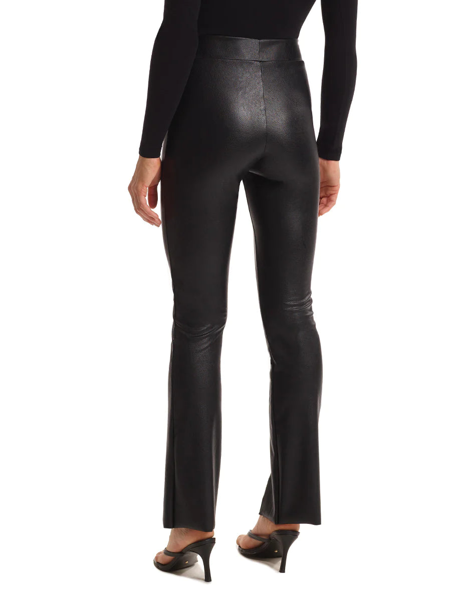 Faux Leather Split-Front Pant | Black