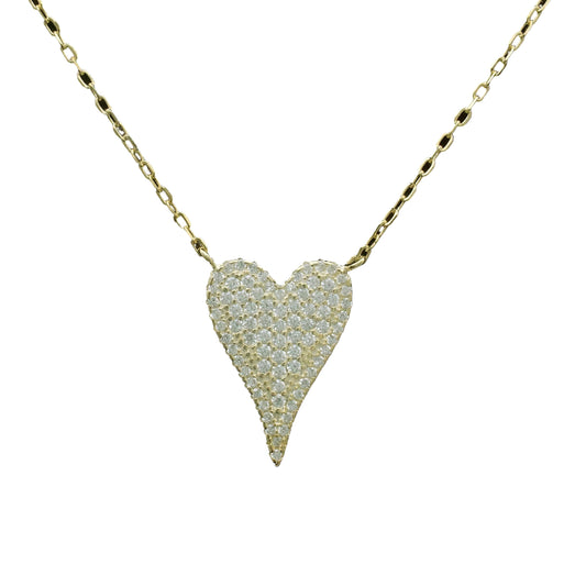 Gold Pave Heart Necklace