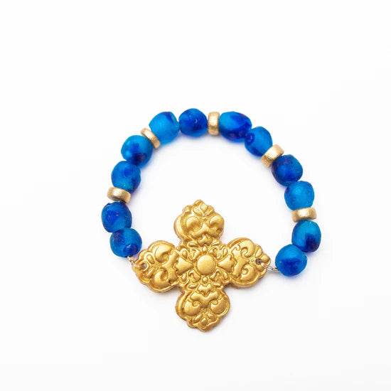 Andrea Cross Bracelet | Blue