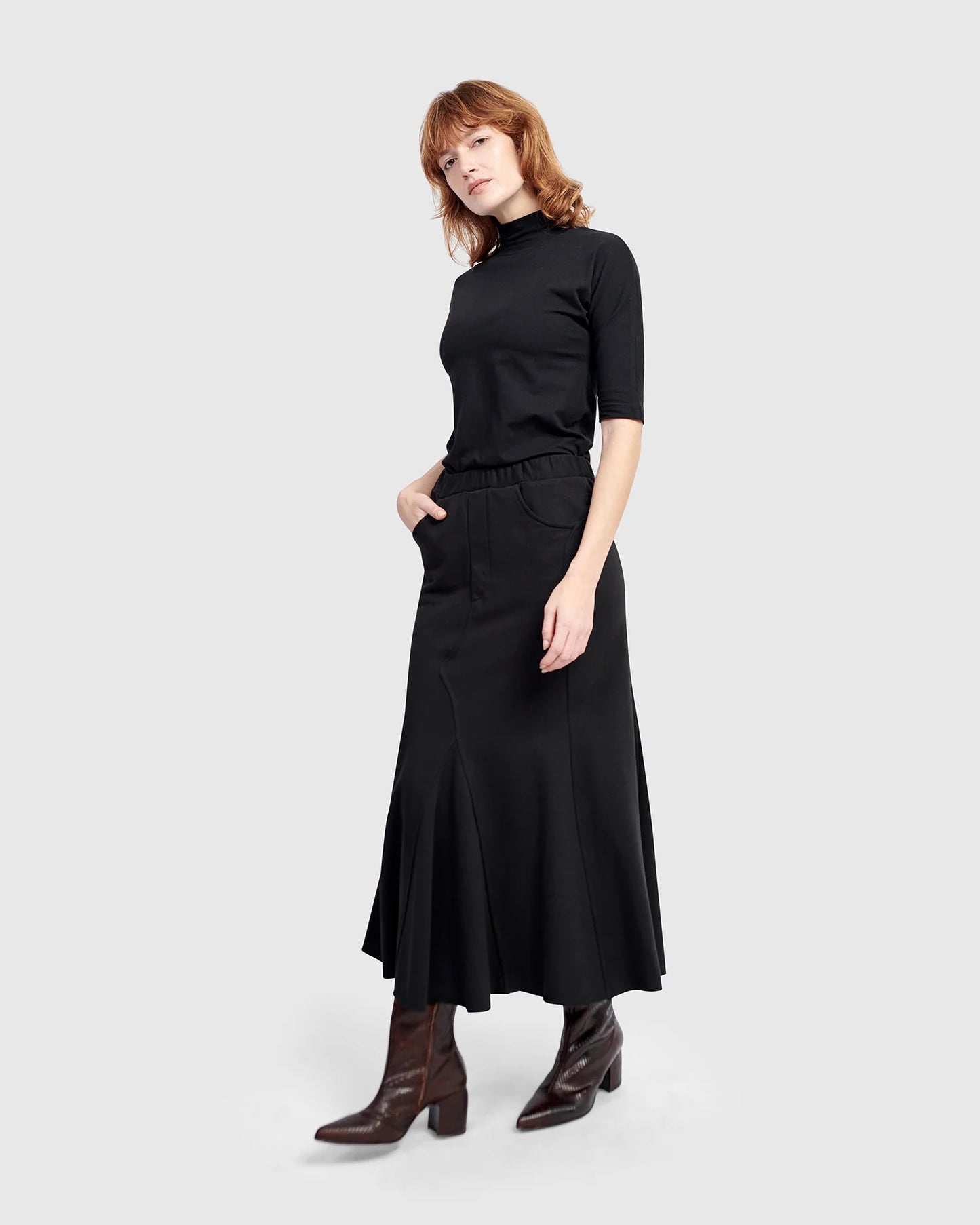 Terry Pieced Maxi Skirt