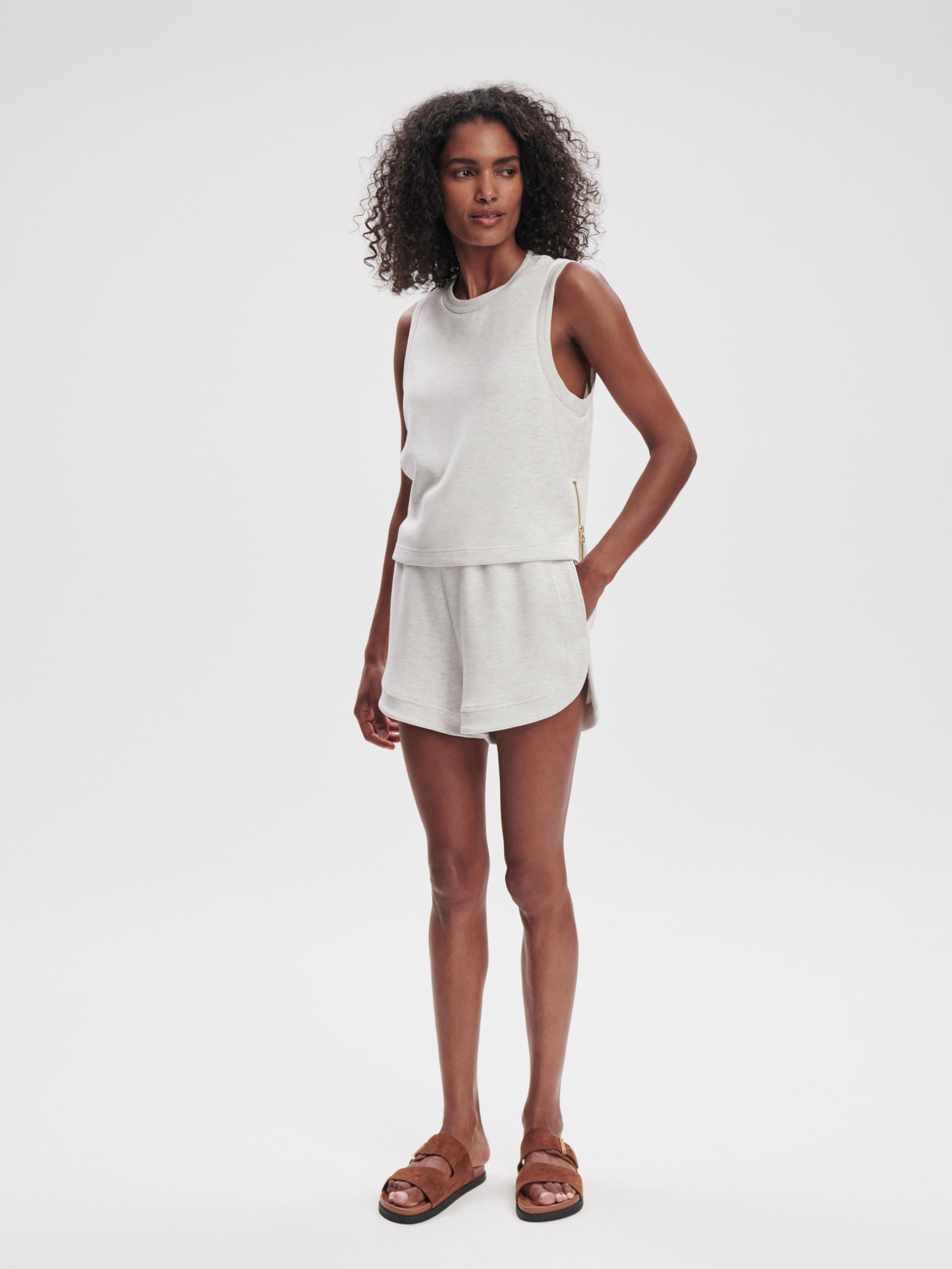 Shea Crop Tank | Ivory Marl