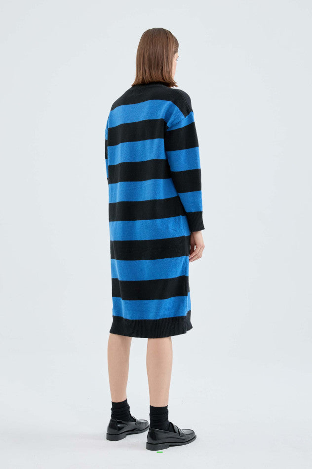Blue Striped Midi Dress