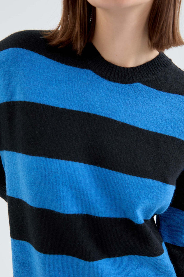 Blue Striped Midi Dress