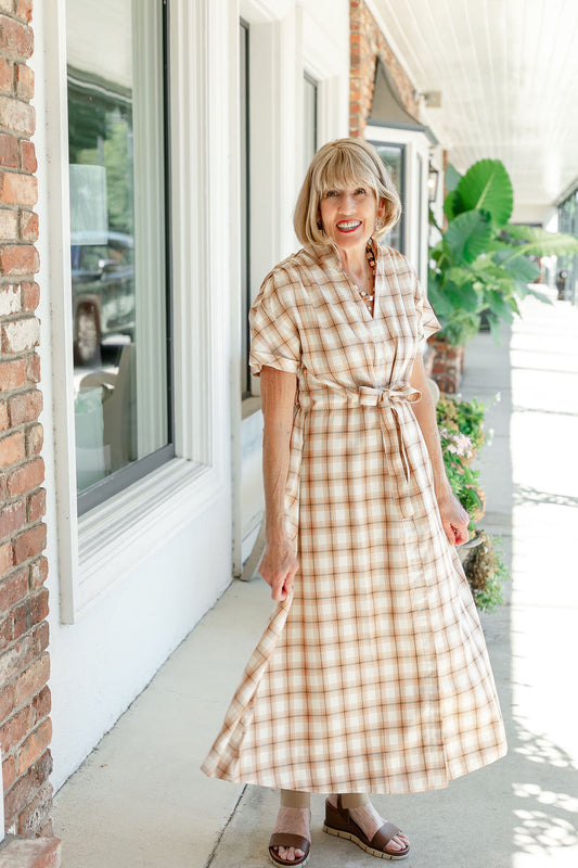 Bria Dress | Burnt Orange Plaid