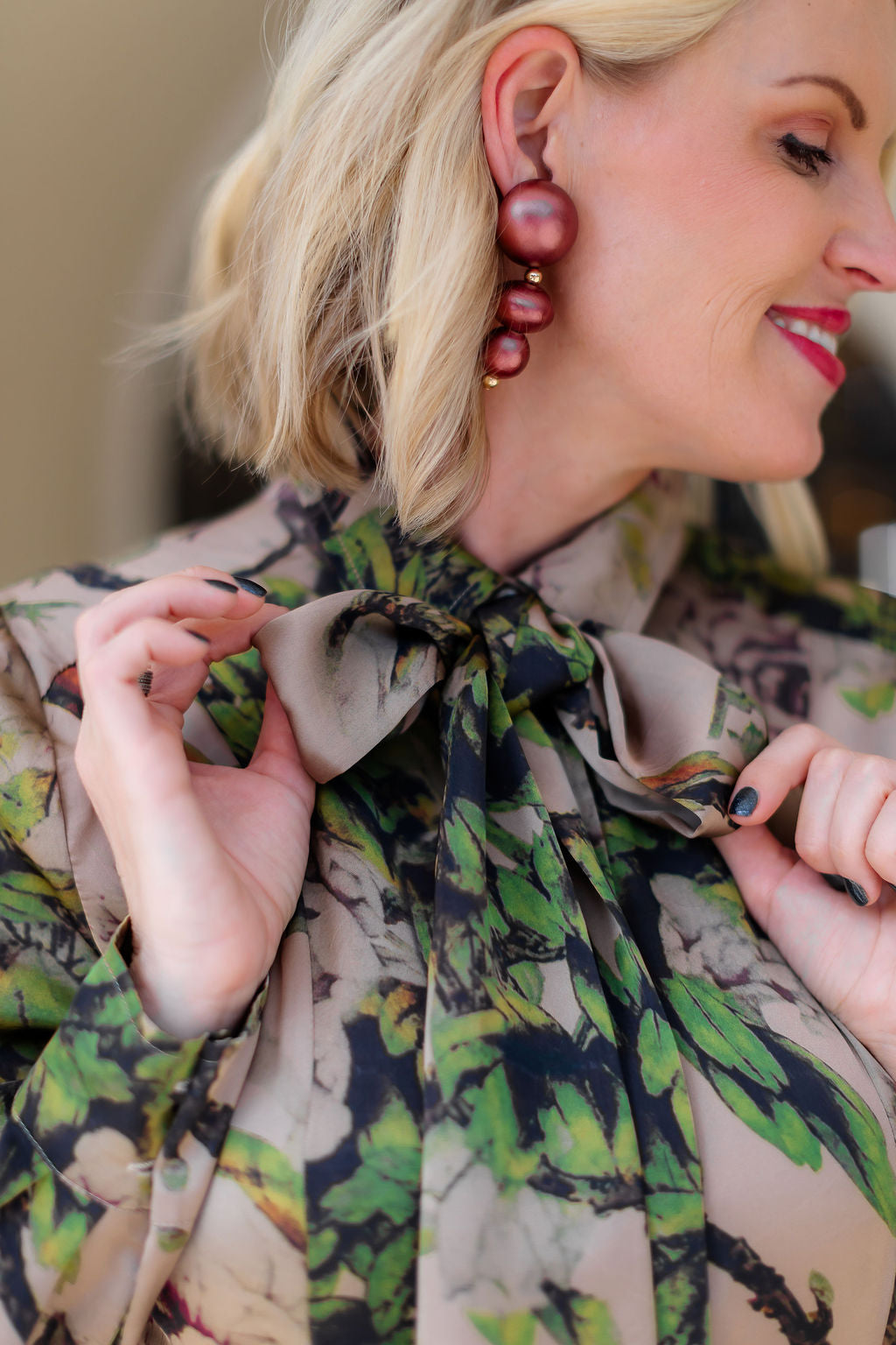 Wood Linear Earring | Burgundy