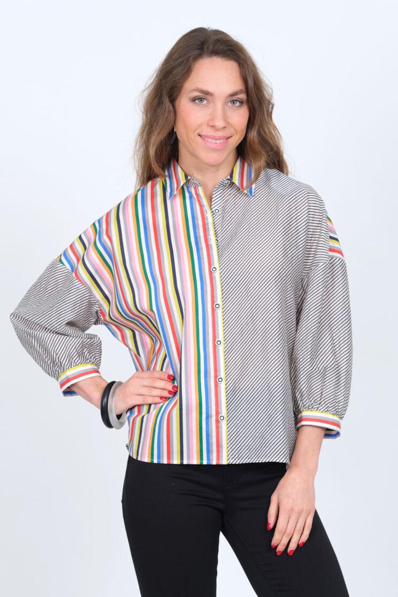 Multi Stripe Button Down
