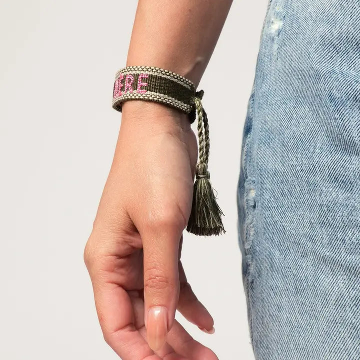 Woven Bracelet | Olive/Pink
