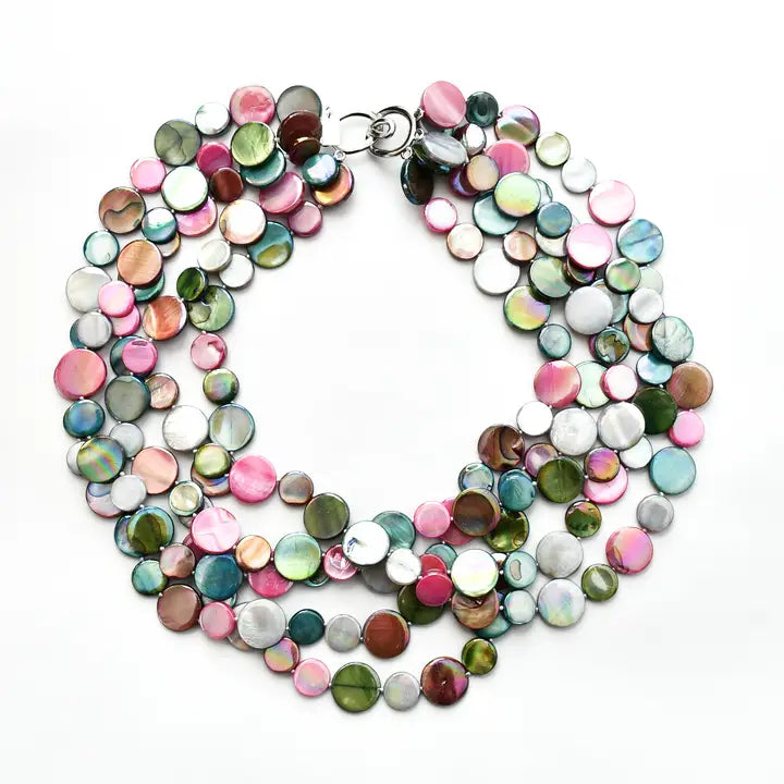 5 Strand Necklace | Berry/Blue