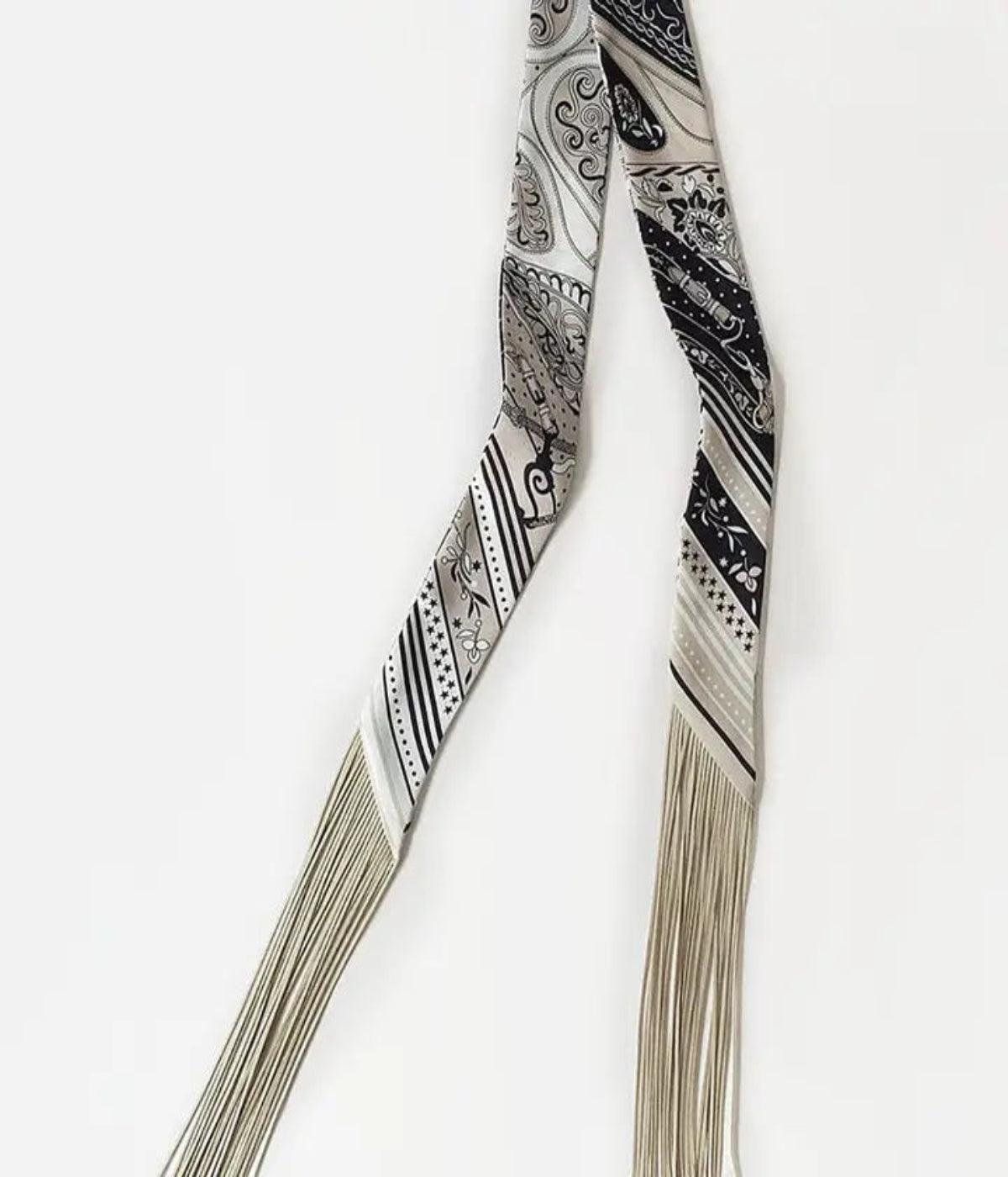 Beige Printed Fringed Scarf