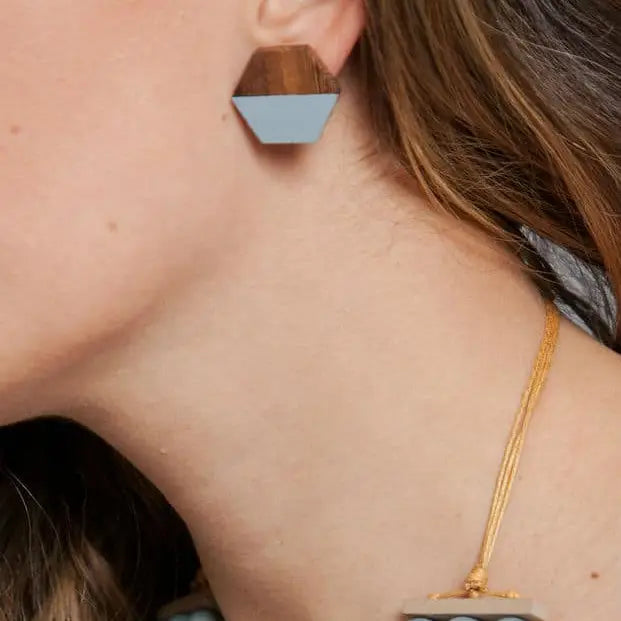 Hexagon Wooden Earring