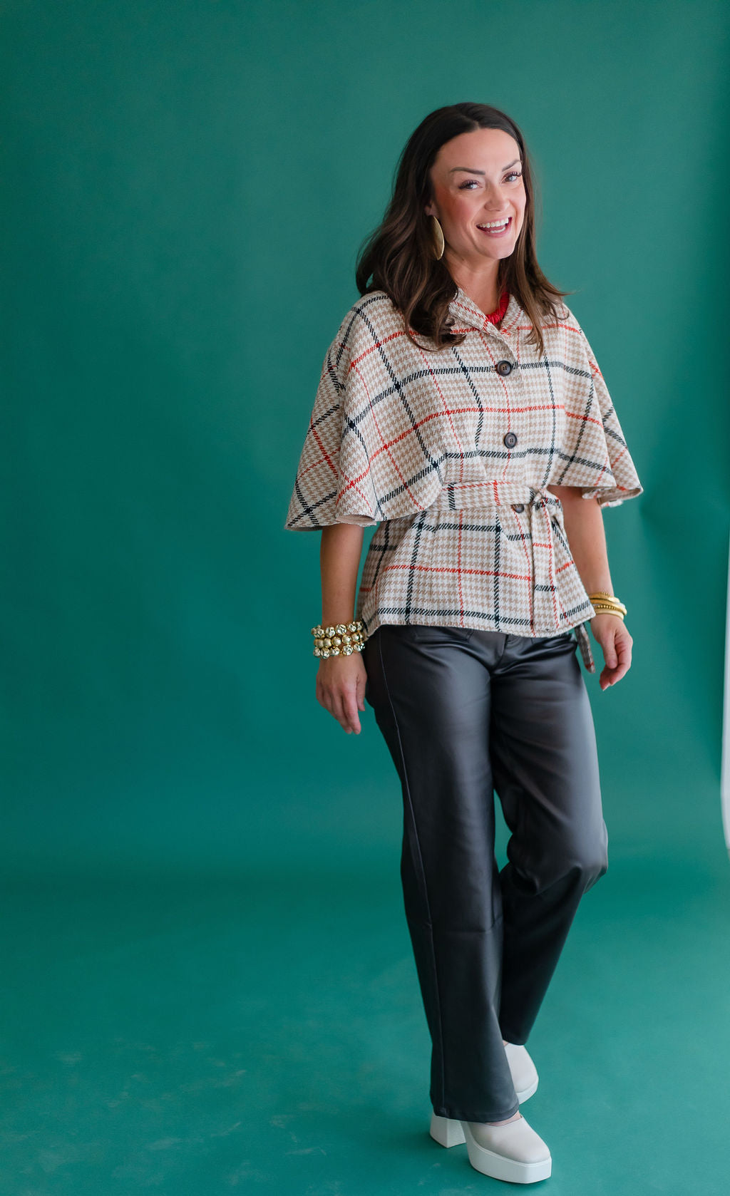 Plaid Cape Jacket