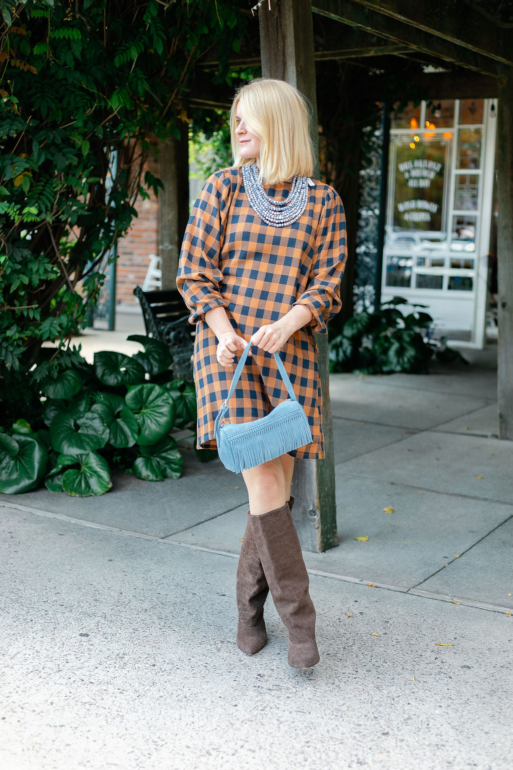Brown Plaid Dress