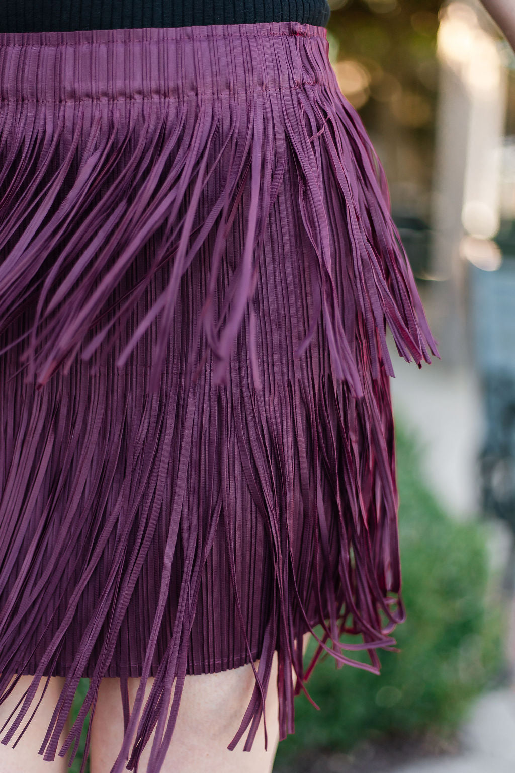 Short Fringe Skirt | Burgundy