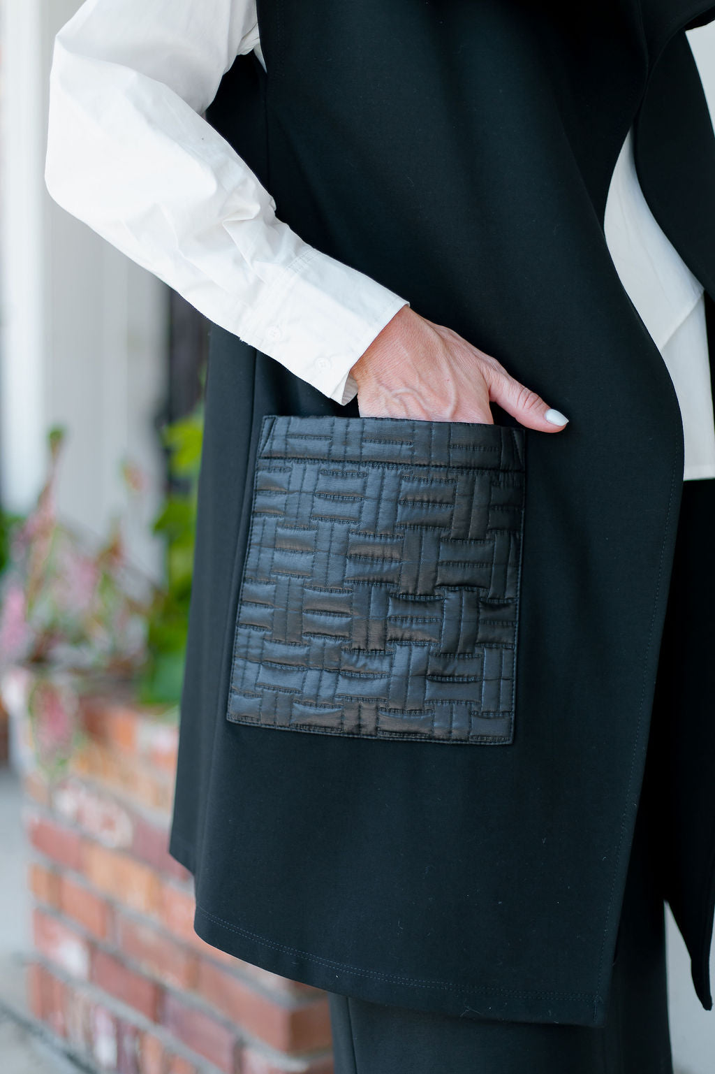 Knit Vest with Quilted Collar