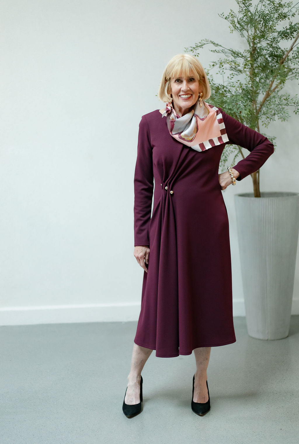 Scuba Crepe Draped Front Dress