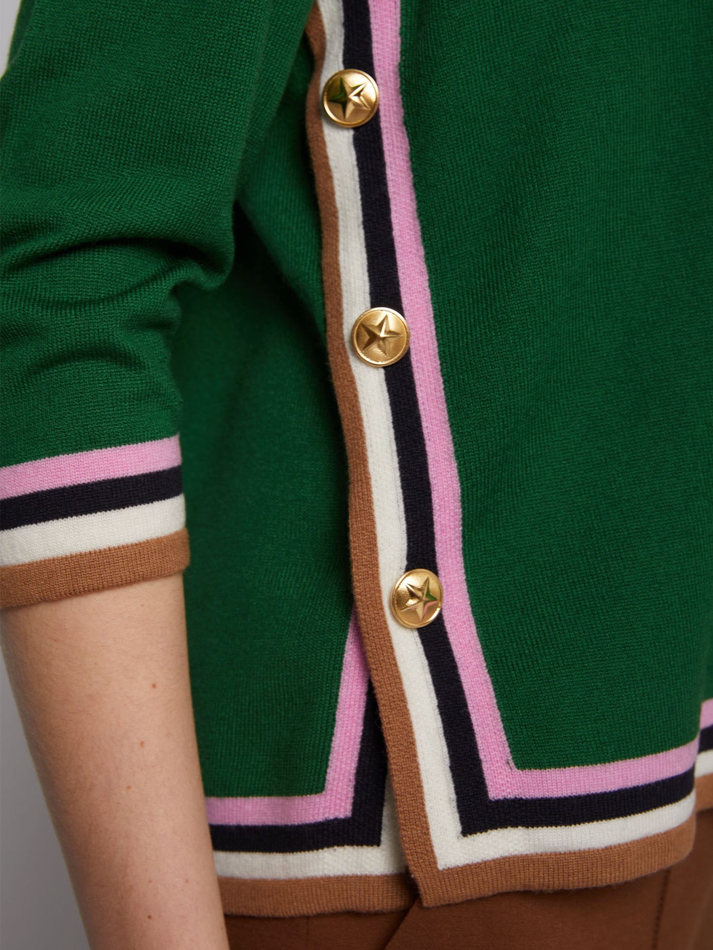 Side Button V-Neck Sweater
