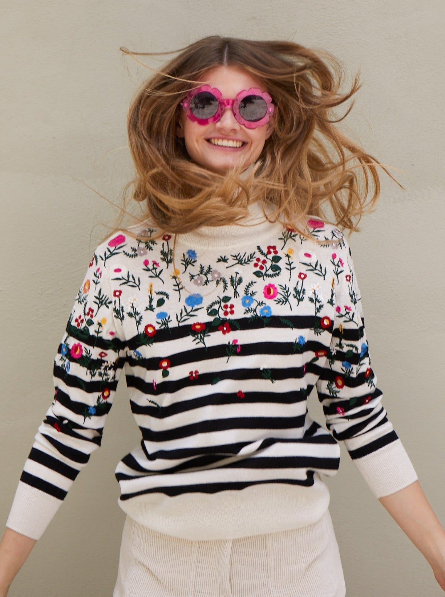 Stripe Embroidered Sweater