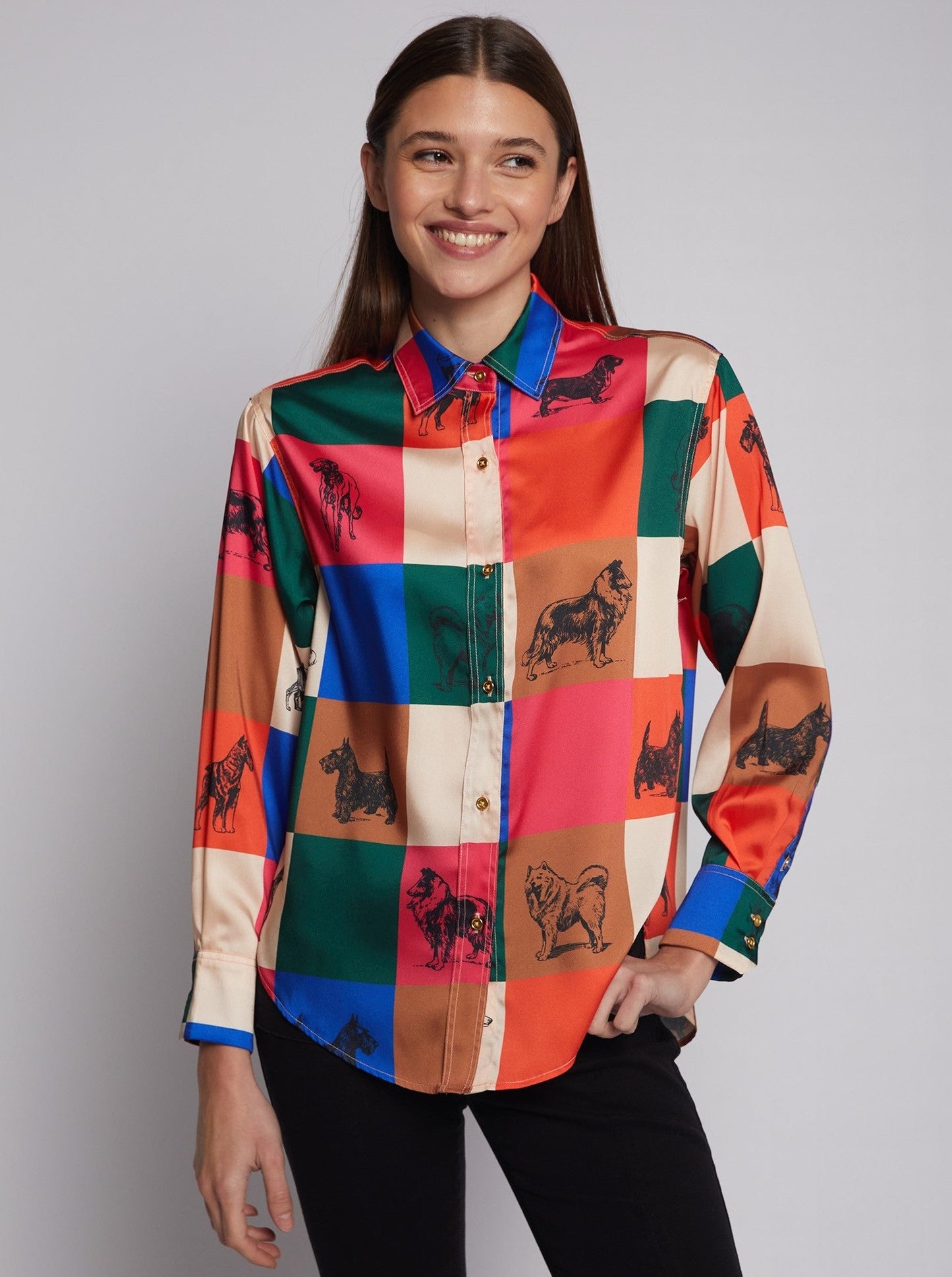 Donia Dog Print Blouse