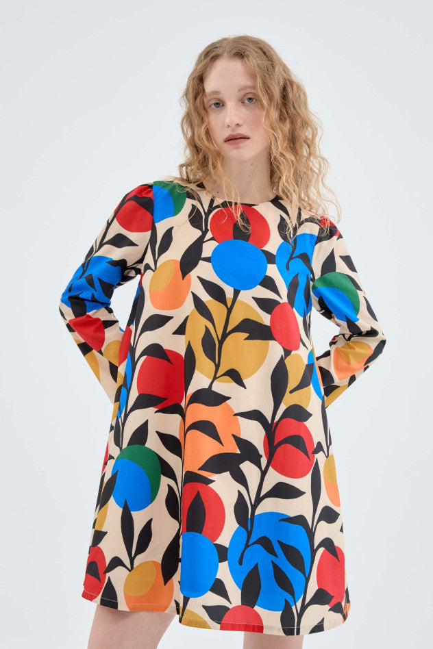Leaf Print A-Line Dress